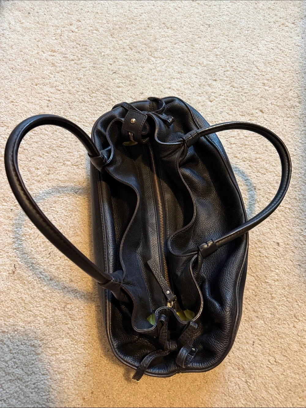 kate spade Black Pebbled Leather Shoulder Bag with Gold Logo